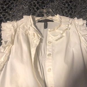 BCBGMaxAzria White Ruffle Pretty Blouse